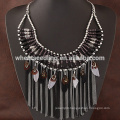 colorful feather tassel designs crystal beads fashion necklace 2016